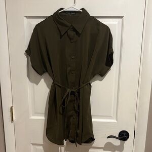 SHEIN Olive Green Shirt Dress